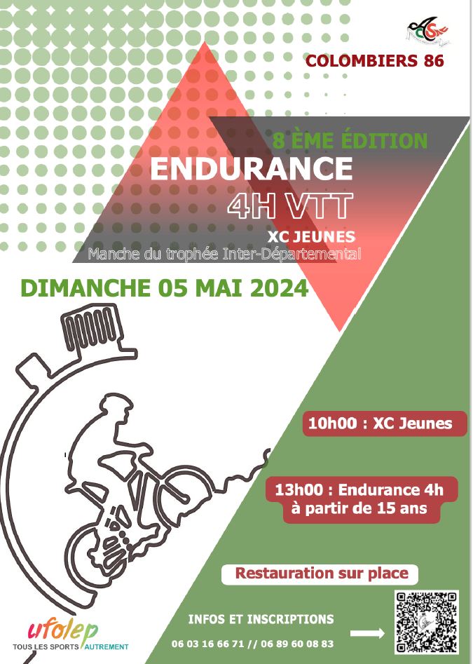 Affiche de 8 ième Endurance 4H VTT et XC Jeune (8ème édition) à Colombiers