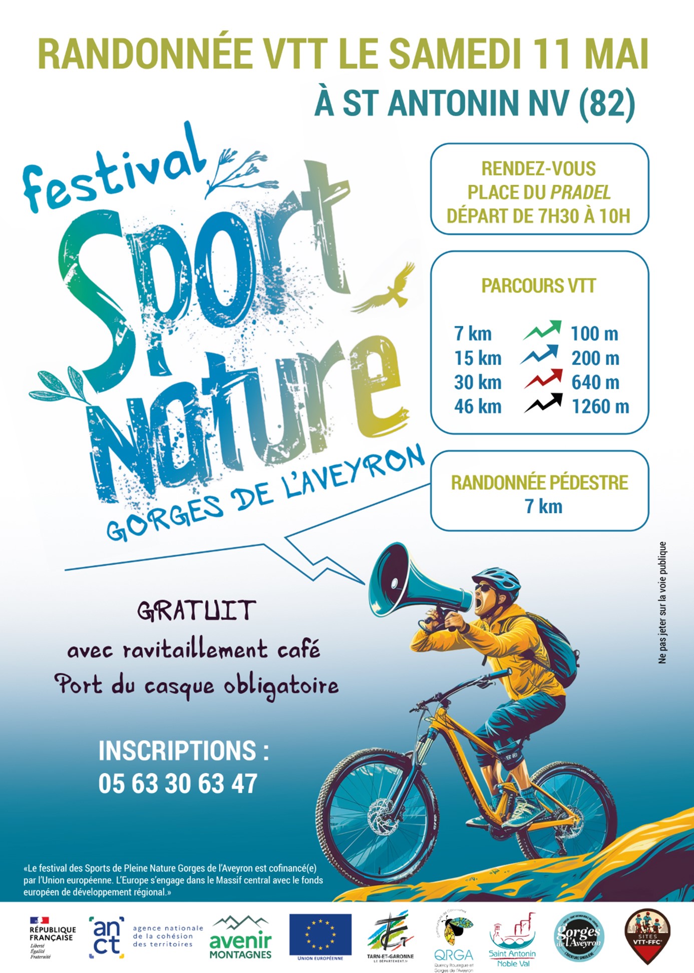 Affiche de La 1ère Randonnée VTT Festival Sport Nature Gorges de l'Aveyron à Saint-Antonin-Noble-Val