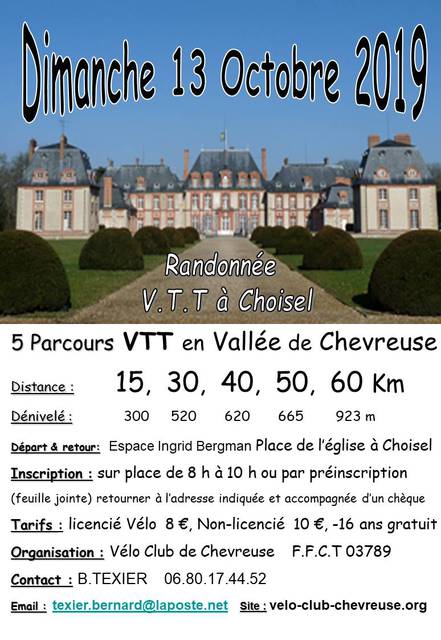 Affiche de Randonnée VTT en Vallée de Chevreuse (20ème  édition) à Choisel