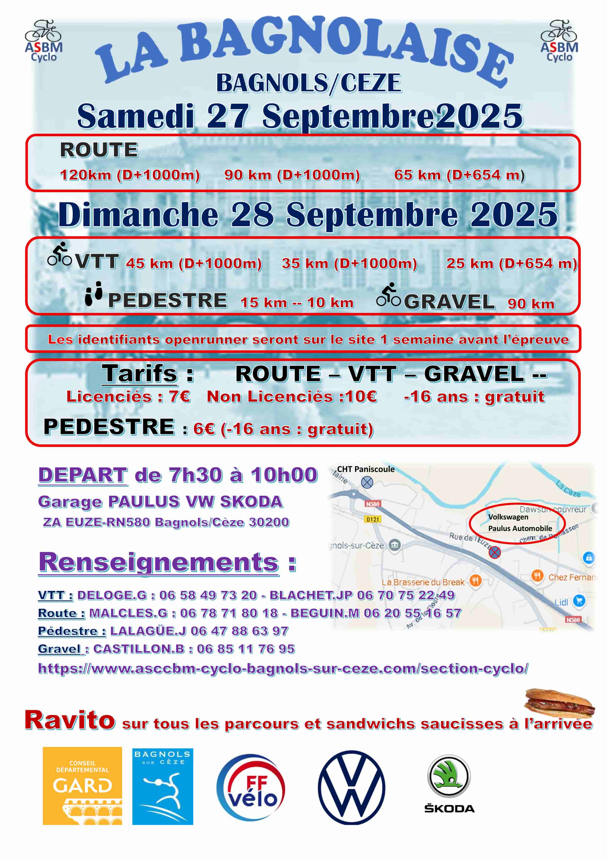 Affiche de La 45ème rando du Plateau de Lacau VTT, Gravel, Route et Pédestre "La Bagnolaise" à Bagnols-sur-Cèze