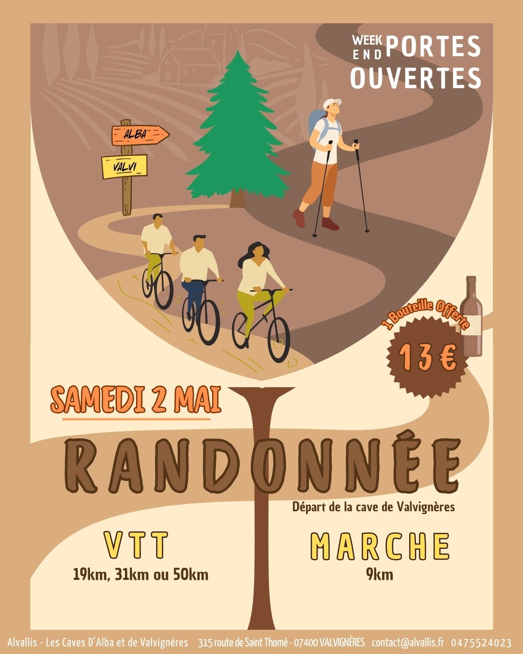 Affiche de Vignoble en Fête / Les Caves des Vignerons de Valvignères et d'Alba la Romaine - ALVALLIS (7ème édition) à Valvignères