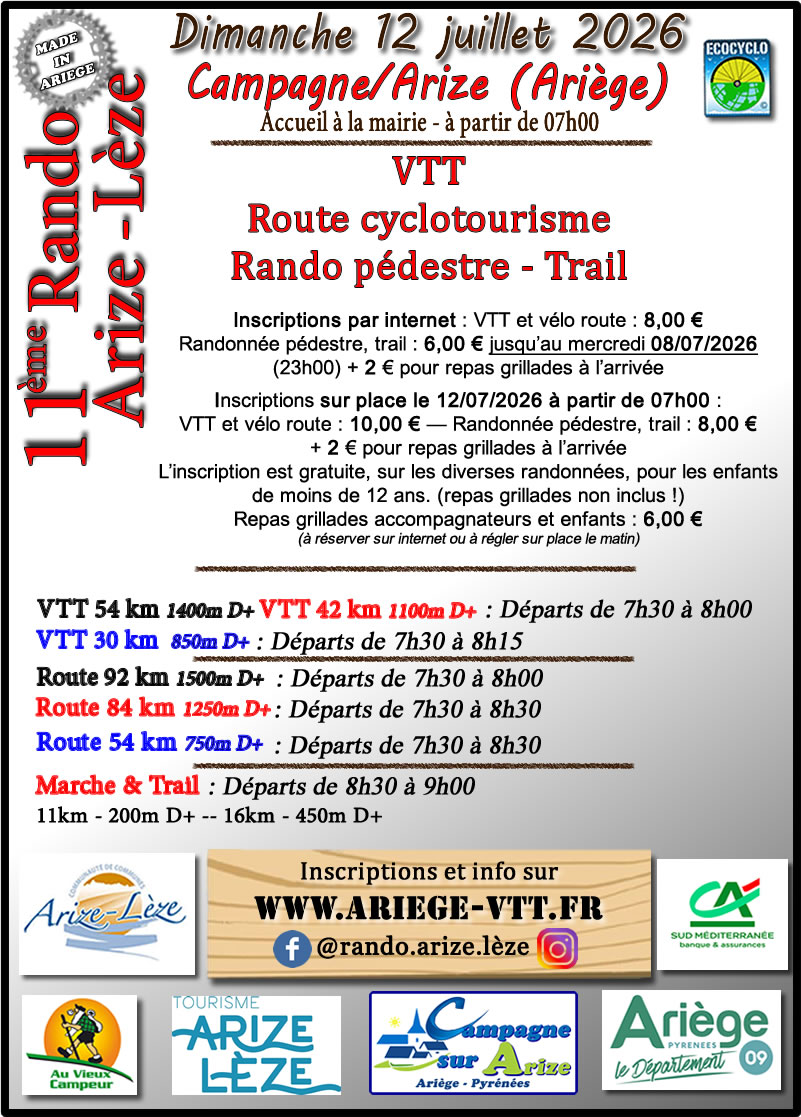 Affiche de La 11ème Rando Arize-Lèze à Campagne-sur-Arize