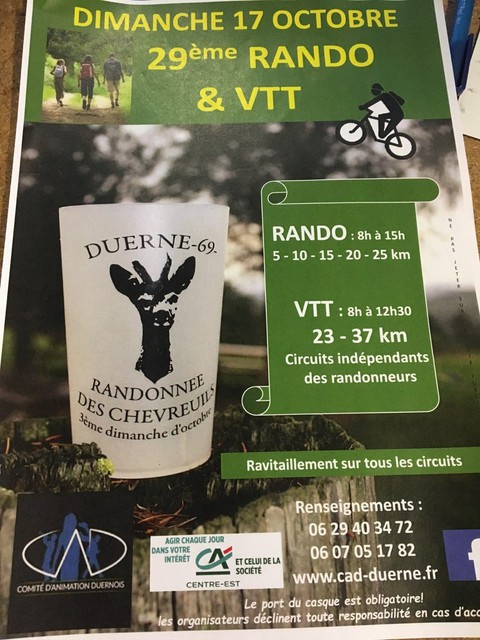 Affiche de Randonnée des chevreuils avec circuits VTT (3ème  édition) à Duerne