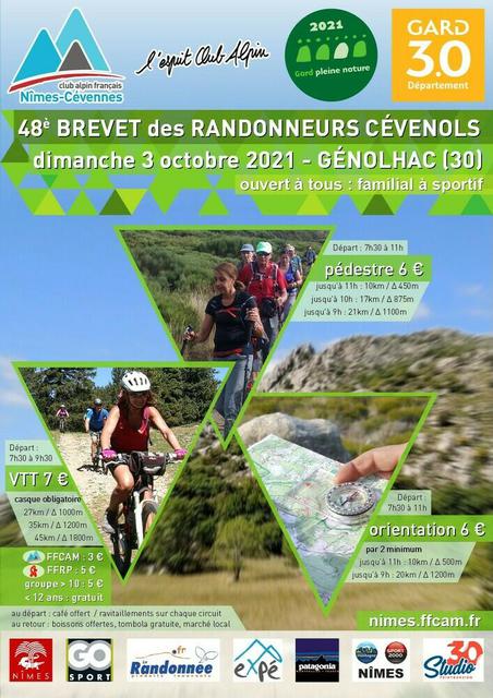 Affiche de Brevet des Randonneurs Cévenols (48ème  édition) à Génolhac