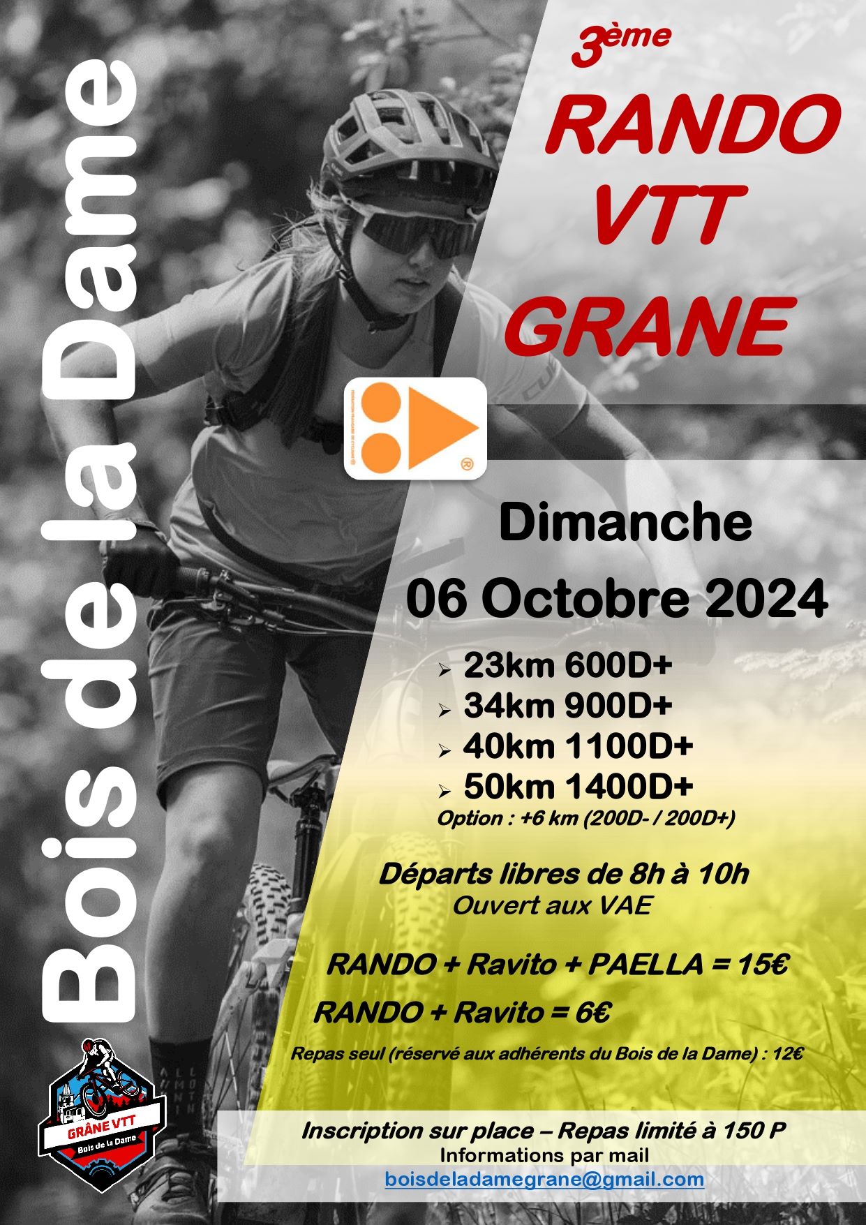 Affiche de La 3ème Rando VTT "Bois de la Dame" à Grâne