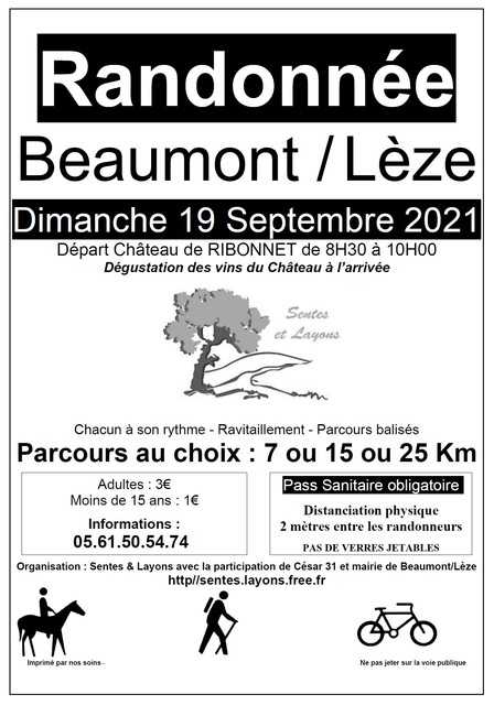 Affiche de Matinée de la randonnée Beaumont/Lèze (26ème  édition) à Beaumont-sur-Lèze