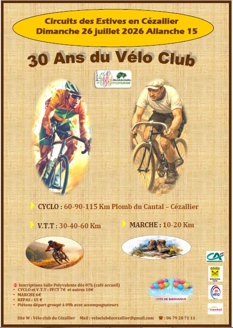 Affiche de Circuit des Estives 30 ans du club à Allanche