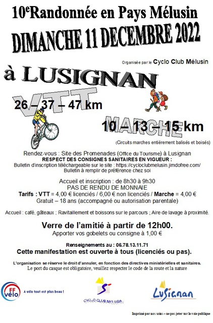 Affiche de Rando VTT et MARCHE en pays Mélusin (10ème  édition) à Lusignan