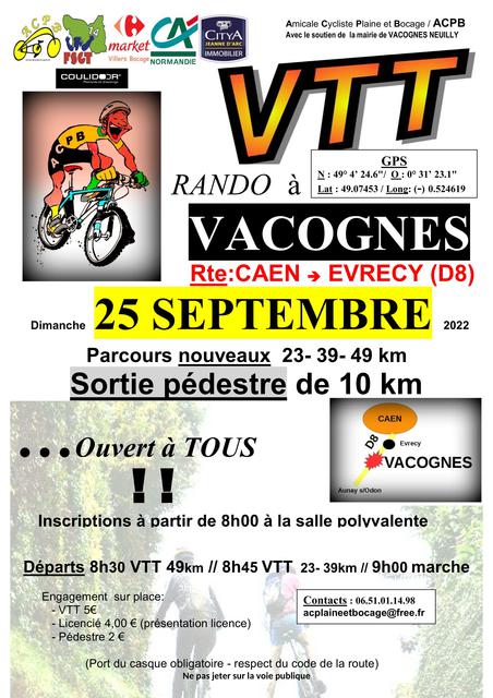 Affiche de Randonnées- VTT- GRAVEL & marche à VACOGNES -14210 à Neuilly-le-Malherbe