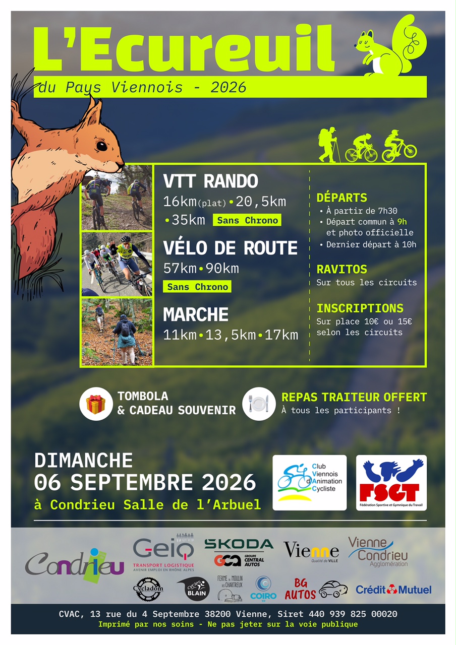 Affiche de L'Écureuil du Pays Viennois (36ème édition) à Condrieu