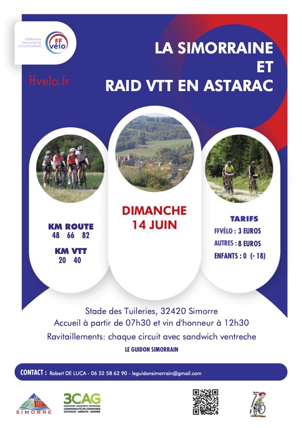 Affiche de La 1ère Simorraine et Raid VTT en Astarac à Simorre