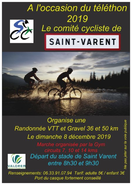 Affiche de Randonnée a l'occasion du téléthon 2019 (4ème  édition) à Saint-Varent