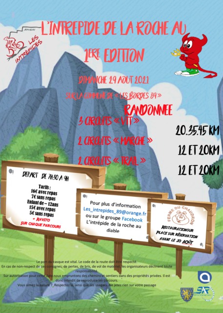 Affiche de L'intrépide de la Roche au Diable sur la Commune de Les Bordes 89 (1ère  édition) aux Bordes