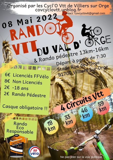Affiche de Randonnée Vtt du Val D'orge (3ème  édition) à Villiers-sur-Orge