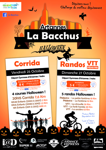 Affiche de La 5ème Bacchus Artannes - randos VTT et PEDESTRE d'Halloween à Artannes-sur-Indre
