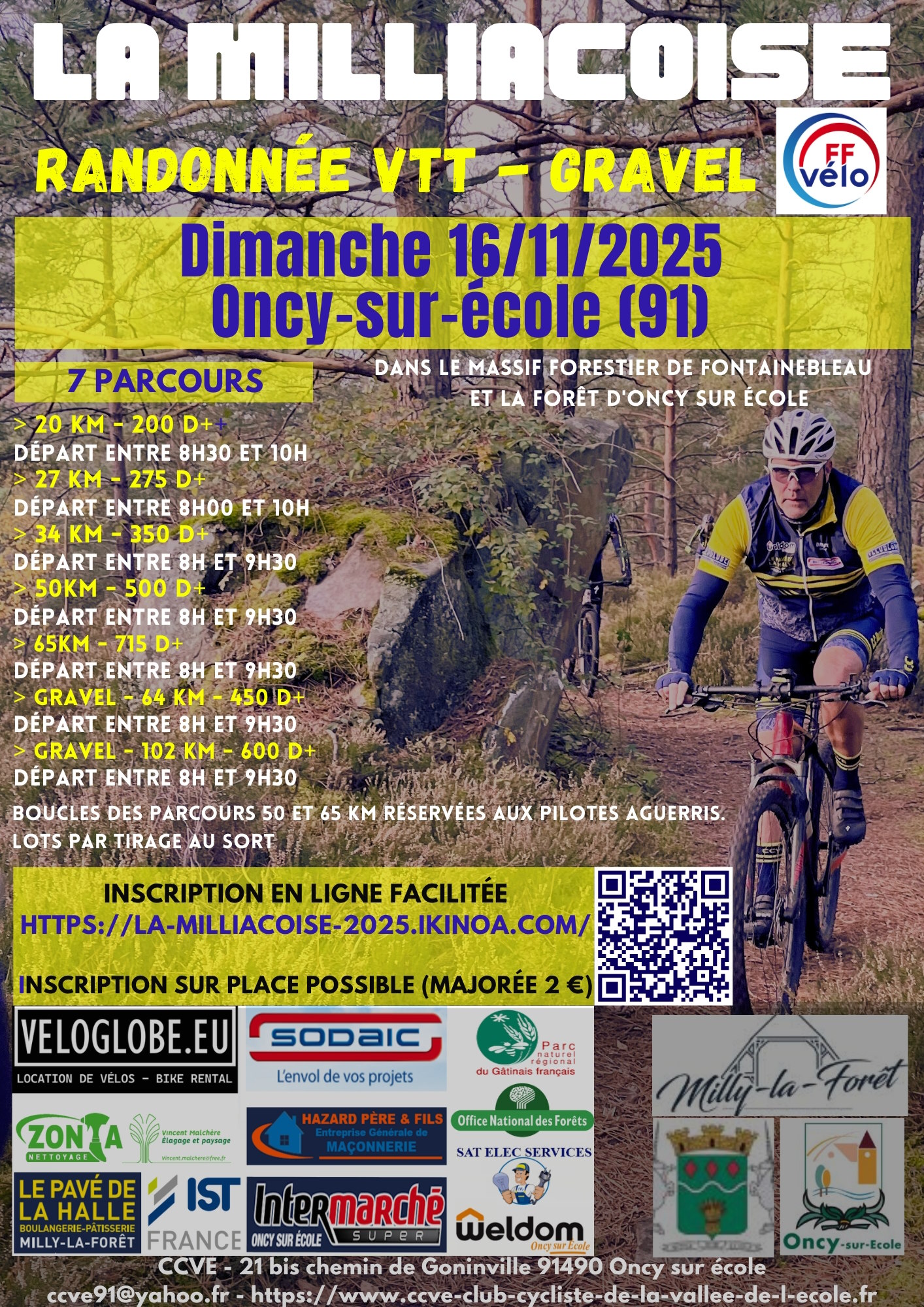 Affiche de La 19ème Milliacoise - VTT / GRAVEL - (19ème édition) à Oncy-sur-Ecole