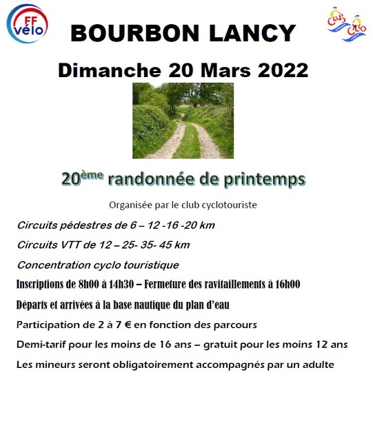 Affiche de La 20ème rando de Printemps à Bourbon-Lancy