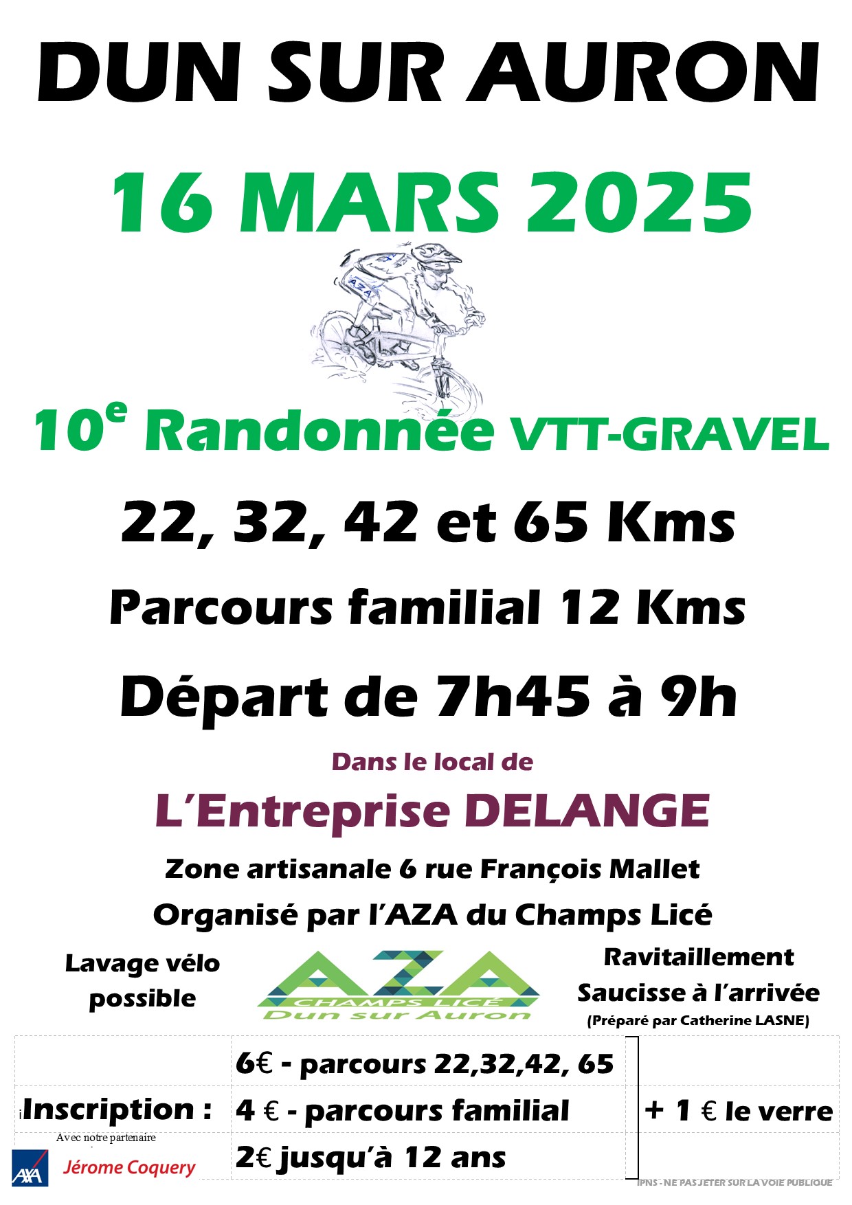 Affiche de La 10ème Randonnée VTT-GRAVEL de l'AZA du Champs lice à Dun-sur-Auron