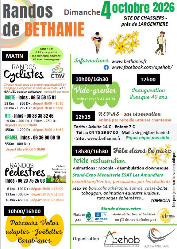 Affiche de Randos de Béthanie à Chassiers