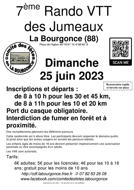 Affiche de Rando VTT des Jumeaux à La Bourgonce (88) (7ème  édition) à La Bourgonce