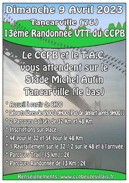 Affiche de Randonnée VTT du CCPBeuzevillais (13ème  édition) à Tancarville