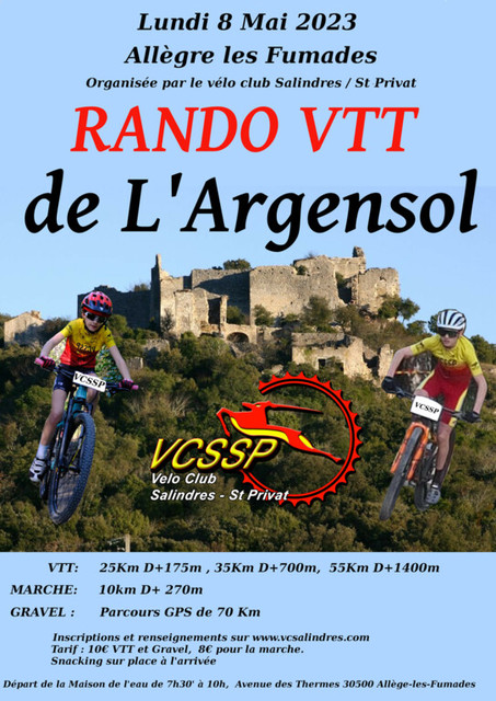 Affiche de RANDO VTT DE L'ARGENSOL (1ère  édition) à Allègre