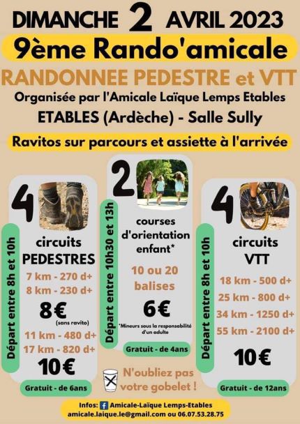 Affiche de 9ème Rando'Amicale - VTT et Pédestre  (9ème  édition) à Étables