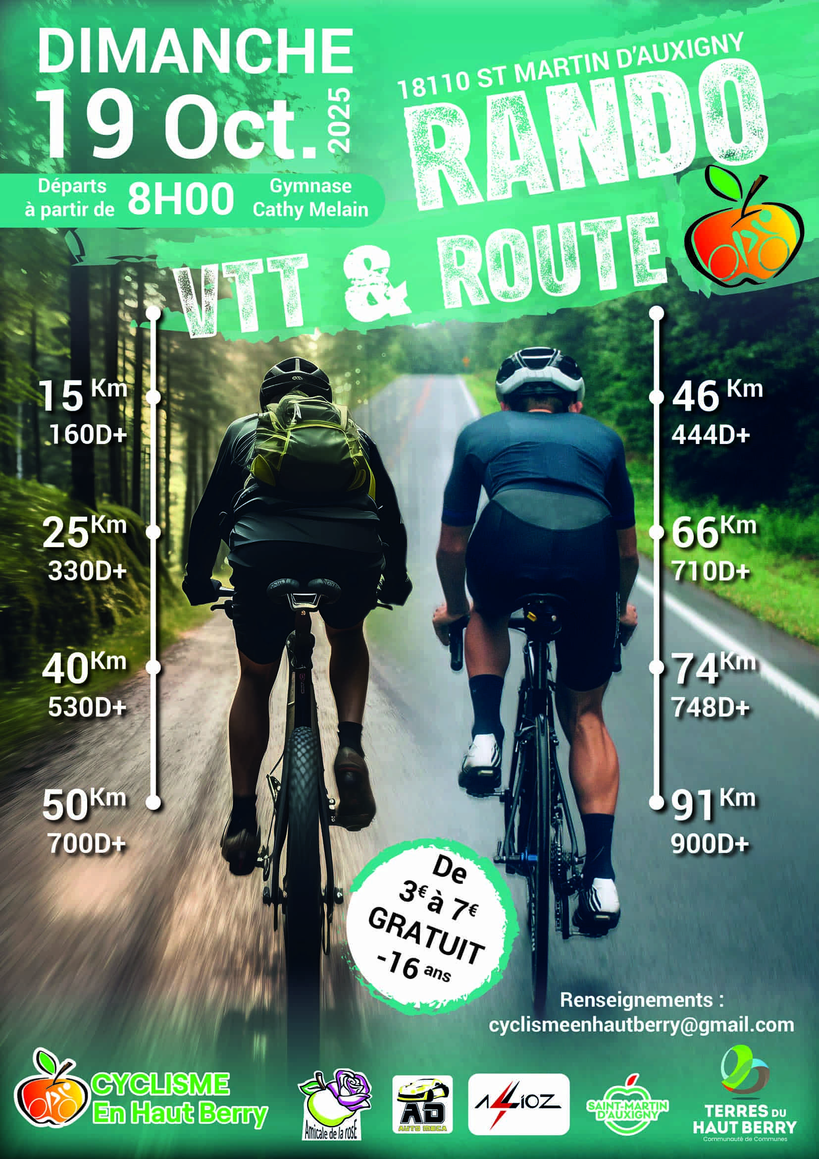 Affiche de La 12ème Randonnée Route et VTT des Terres du Haut Berry à Saint-Martin-d'Auxigny