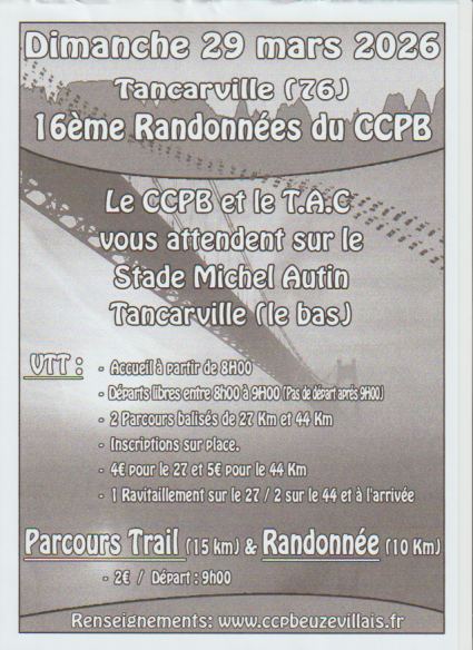 Affiche de La 16ème Randonnée VTT du CCPBeuzevillais à Tancarville