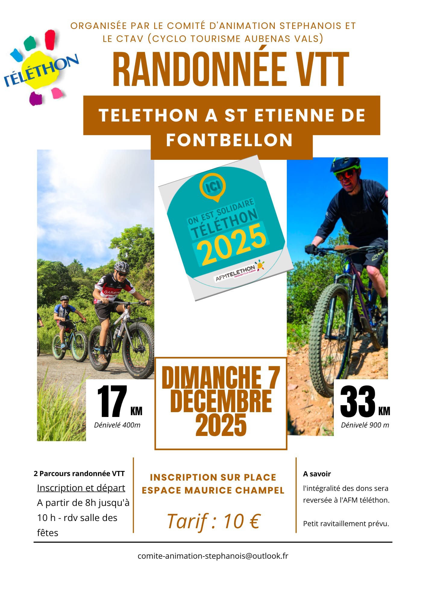 Affiche de Randonnée VTT Téléthon à Saint-Étienne-de-Fontbellon