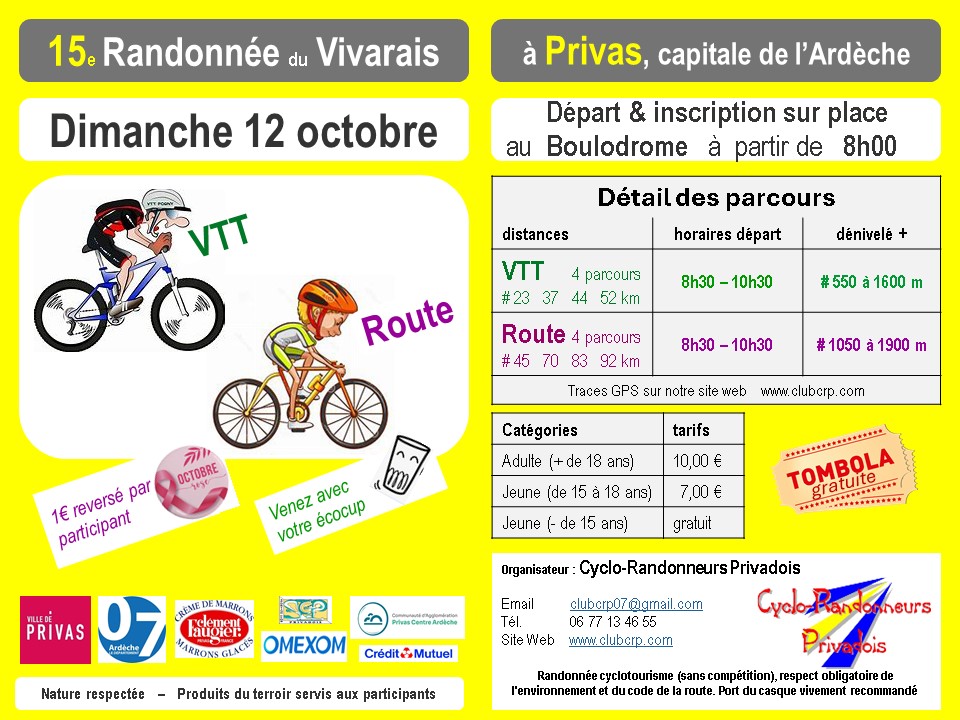 Affiche de La 15ème Randonnée du Vivarais à Privas
