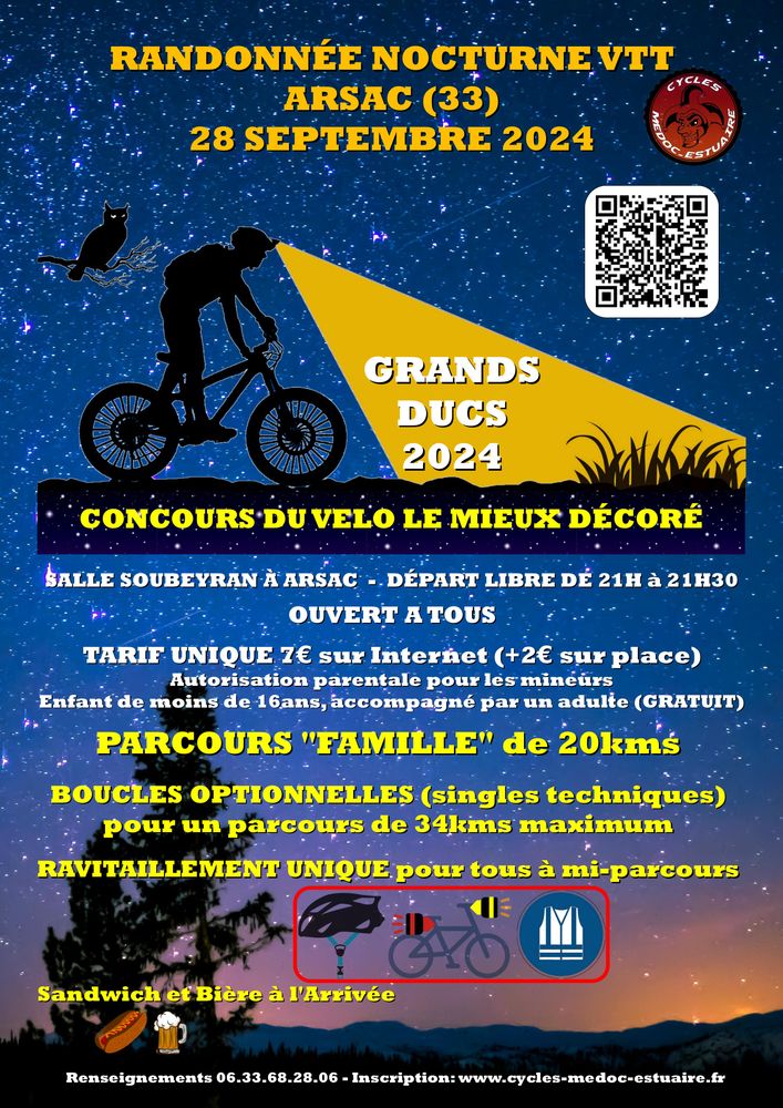 Affiche de Les Grands Ducs (Nocturne VTT d'Arsac) (17ème édition) à Arsac