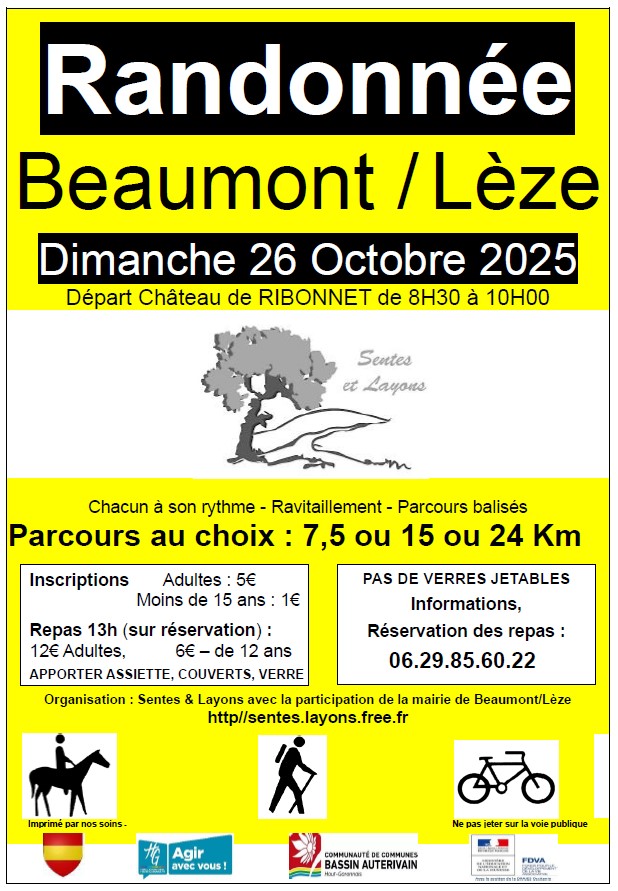 Affiche de Matinée de la randonnée Beaumont/Lèze (30ème édition) à Beaumont-sur-Lèze
