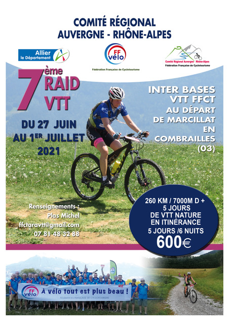Affiche de 7ème RAID VTT inter bases VTT FFCT (7ème  édition) à Marcillat-en-Combraille
