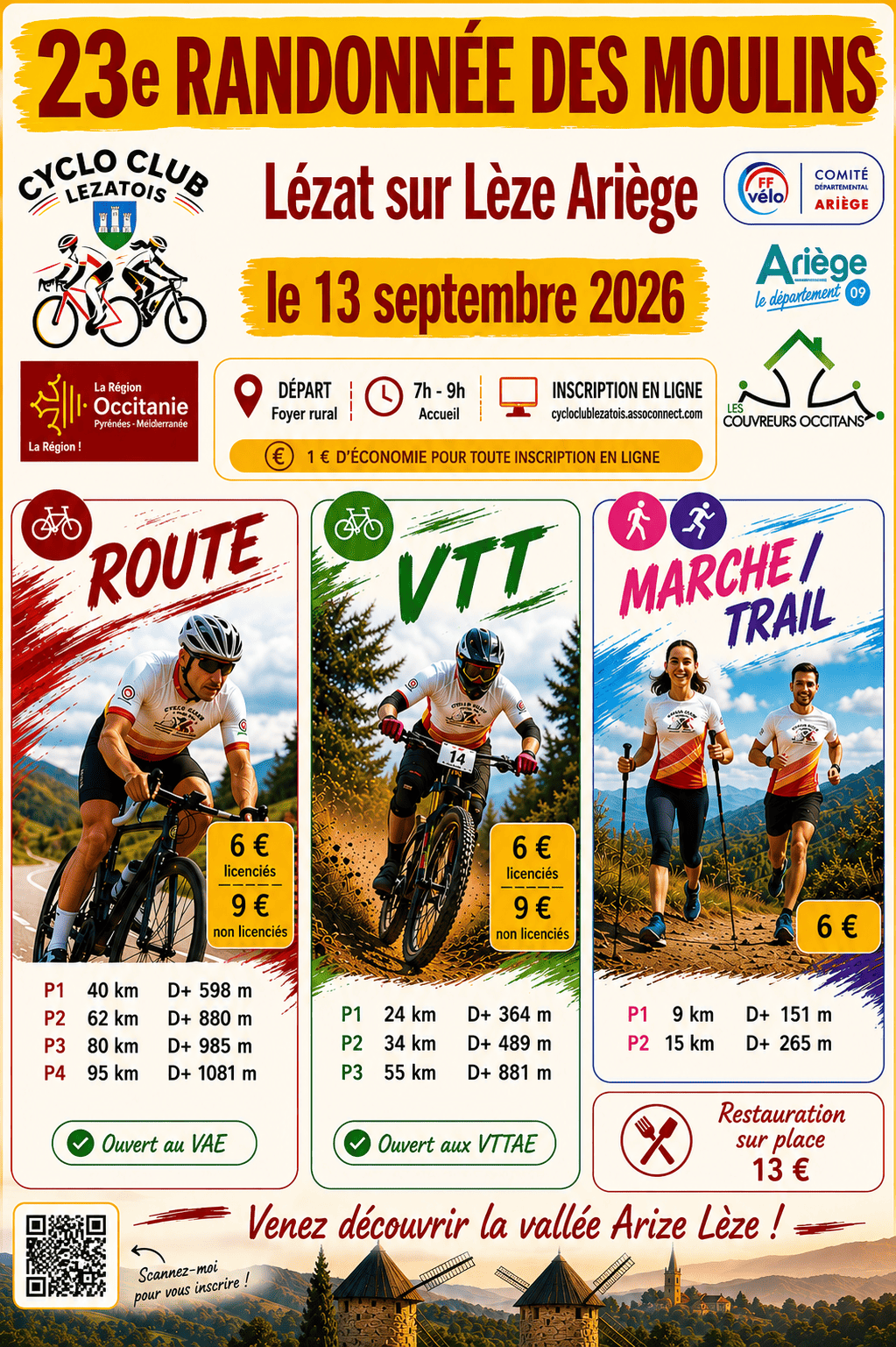 Affiche de La 23ème Rando des moulins à Lézat-sur-Lèze
