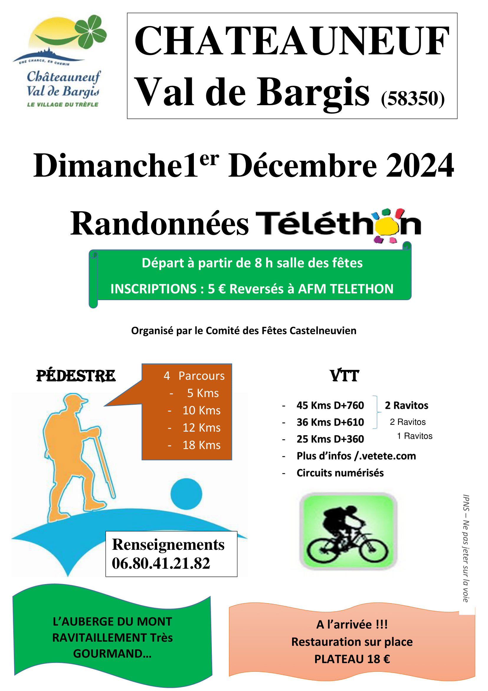 Affiche de La 9ème RANDOS VTT au profit du TELETHON à Châteauneuf-Val-de-Bargis