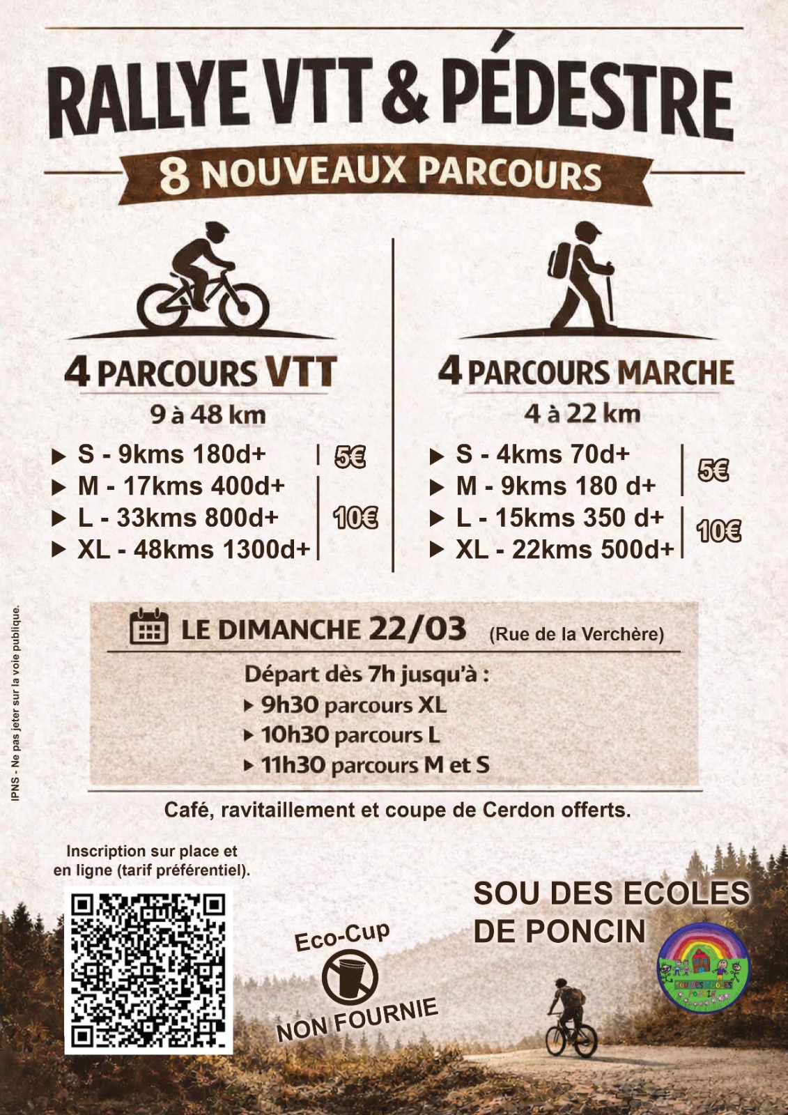 Affiche de Rallye VTT du sou des écoles de PONCIN à Poncin