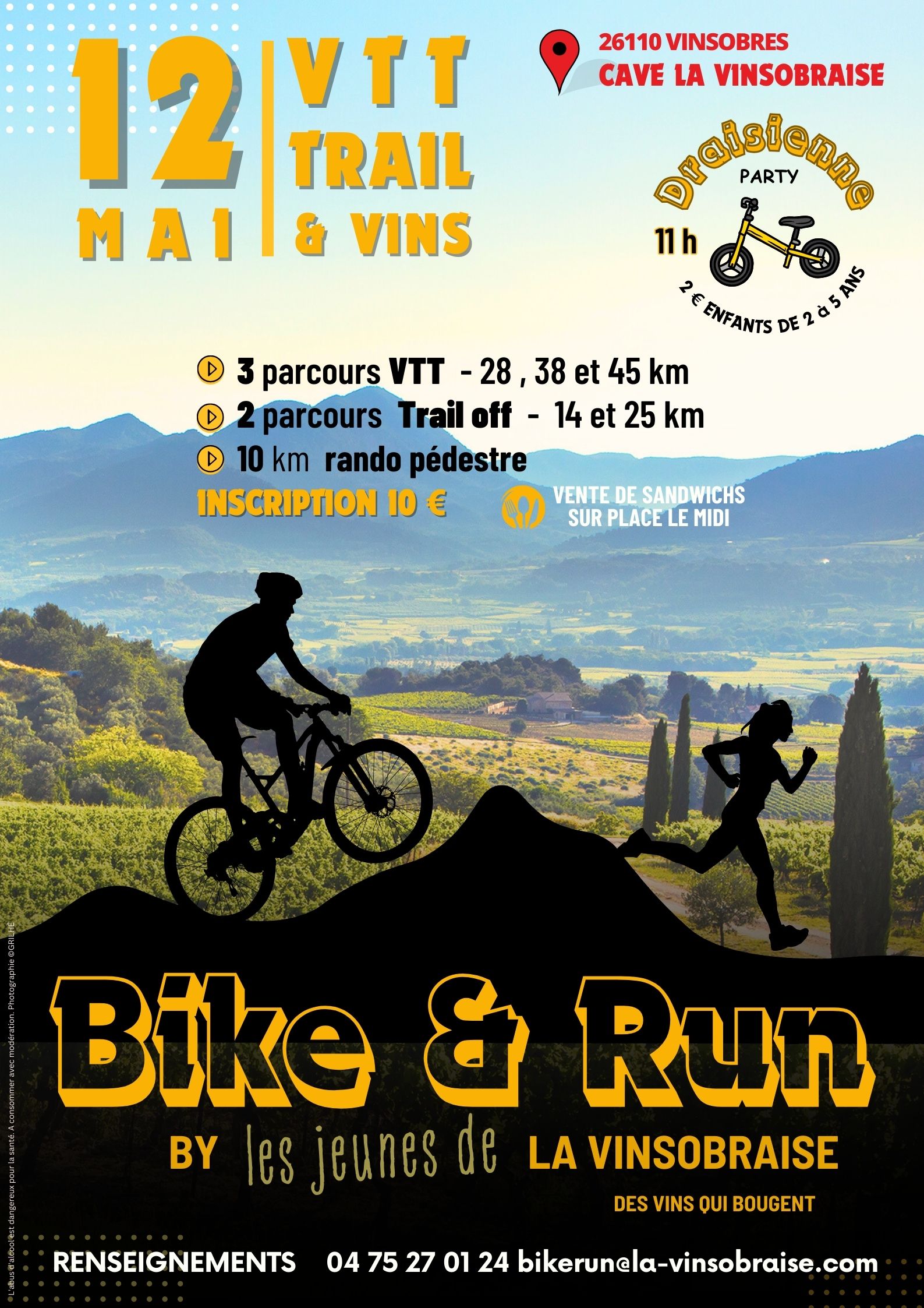 Affiche de BIKE & RUN by la Vinsobraise (3ème édition) à Vinsobres