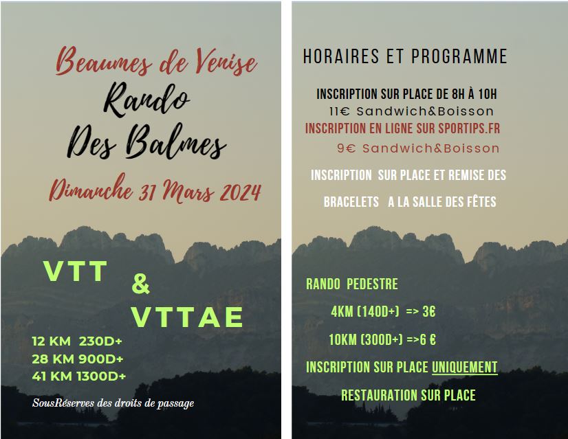 Affiche de La 1ère Rando des Balmes à Beaumes-de-Venise