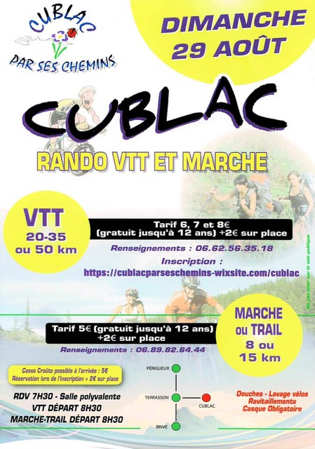 Affiche de RANDO VTT et MARCHE/TRAIL de CUBLAC (12°edition) (12ème  édition) à Cublac