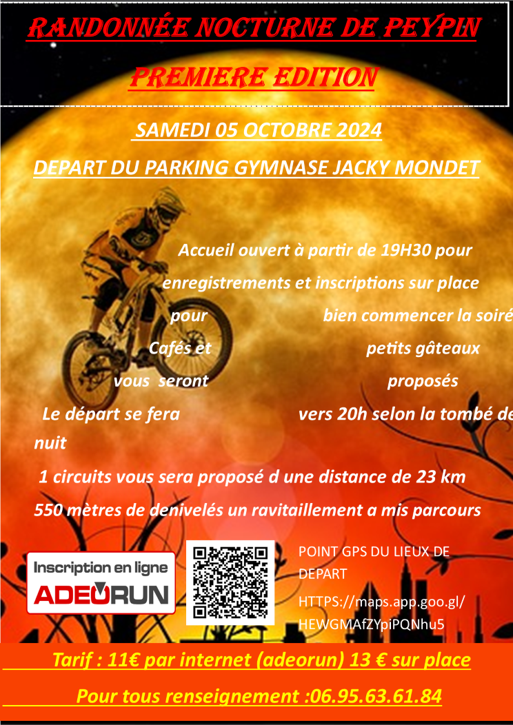 Affiche de La 1ère nocturne de peypin randonnée VTT à Peypin