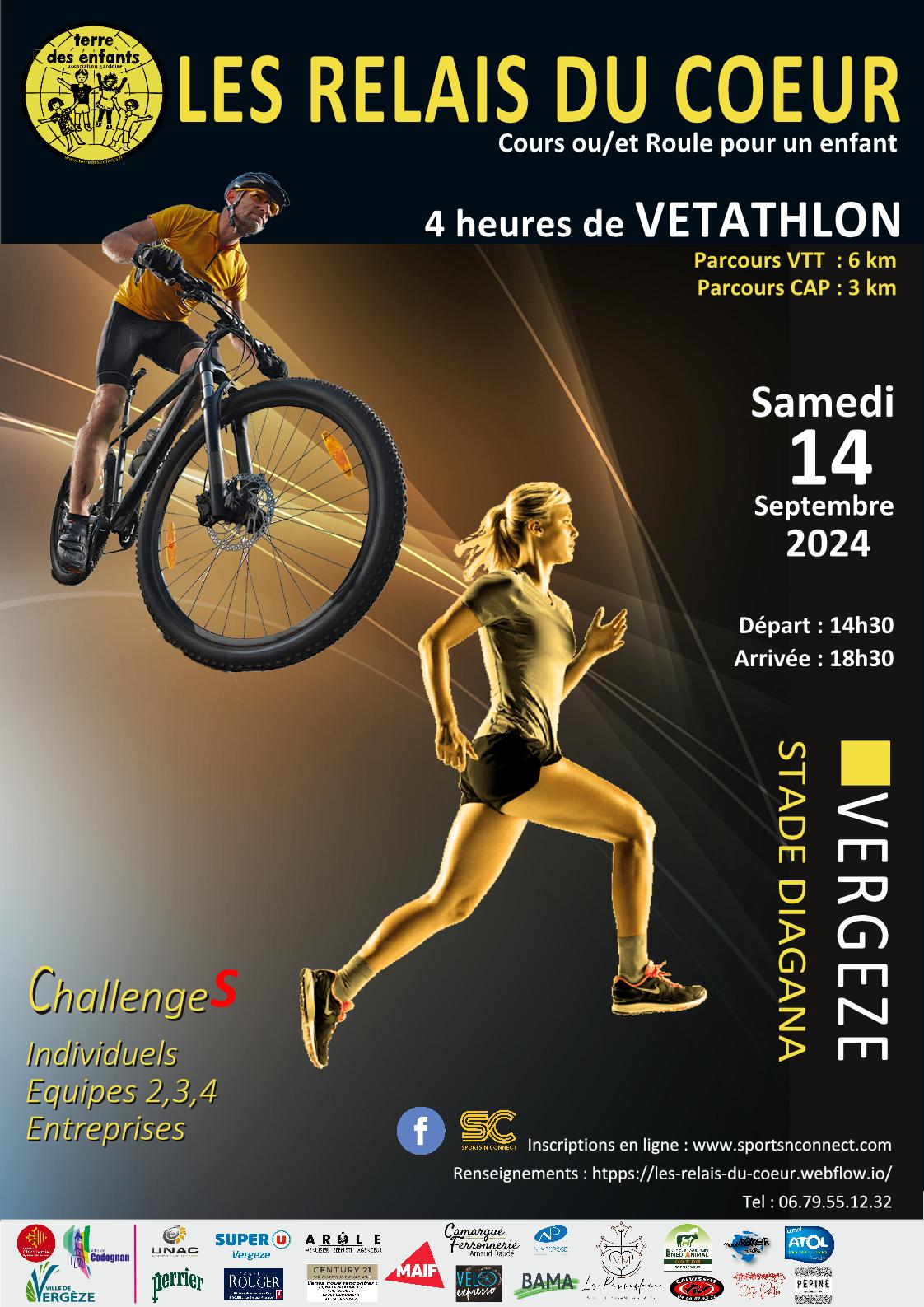 Affiche de Vétathlon Les Relais du Coeur (4ème édition) à Vergèze