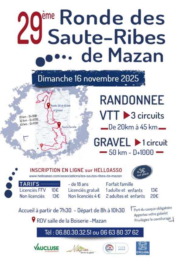 Affiche La 29ème ronde des Saute-ribes - VTT et Gravel 2025