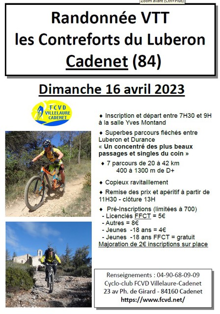 Affiche de Randonnée VTT les contreforts du Luberon à Cadenet