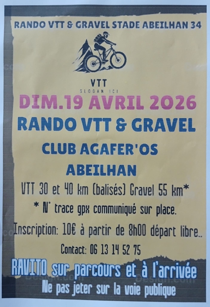 Affiche de La 3ème RANDO VTT GRAVEL ABEILHAN à Abeilhan