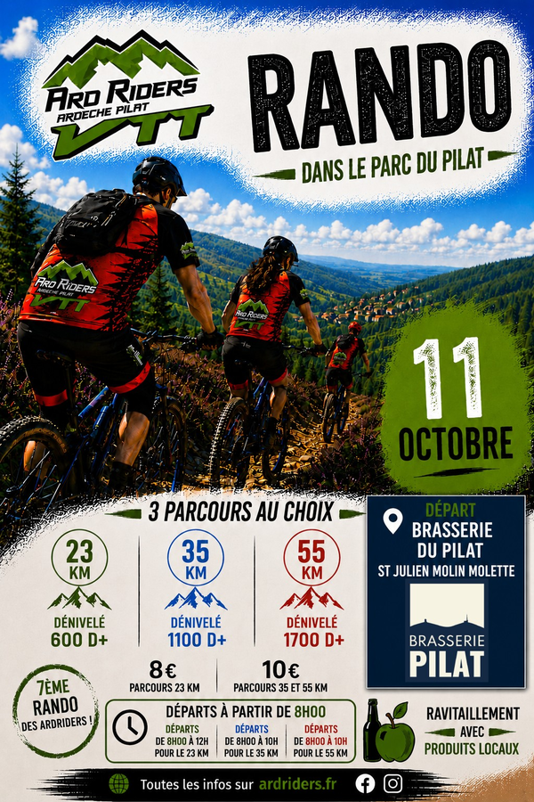 Affiche de La 7ème Randonnée des ArdRiders. à Saint-Julien-Molin-Molette