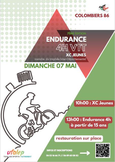 Affiche de 7 ième Endurance 4H VTT et XC Jeune  (7ème  édition) à Colombiers