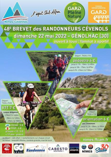 Affiche de Brevet des Randonneurs Cévenols (48ème  édition) à Génolhac