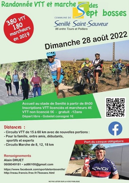 Affiche de 'Randonnée VTT MARCHE et TRAIL des 7 Bosses'  (22ème  édition) à Saint-Sauveur