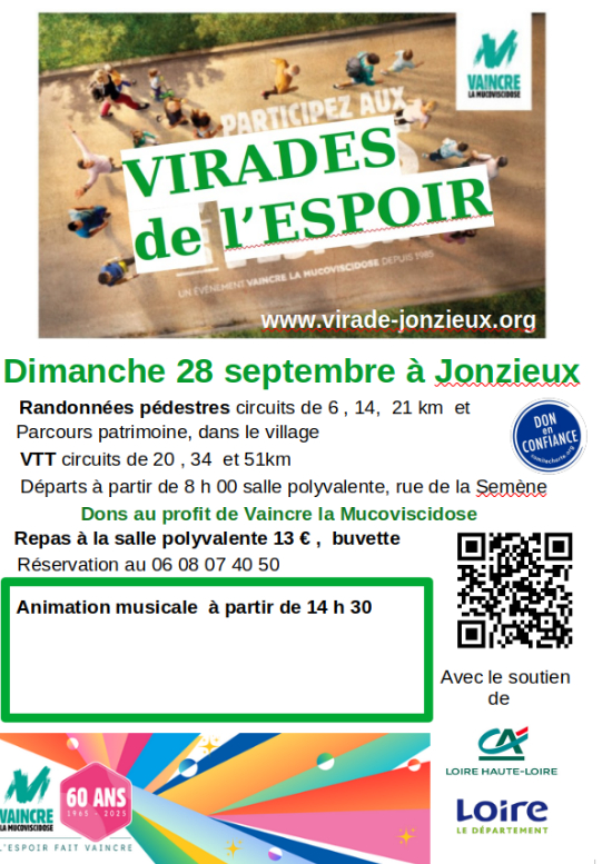 Affiche de Les virades de l'espoir (randonées VTT et pédestre) (25ème édition) à Jonzieux
